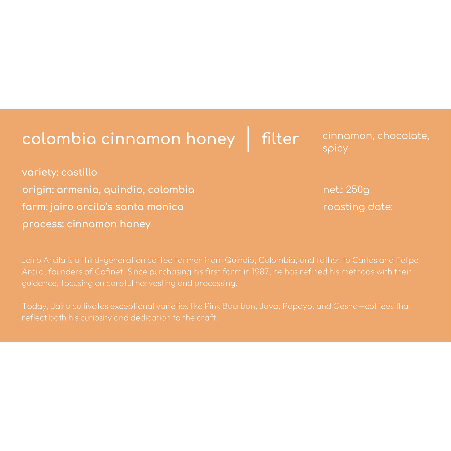 KOLUMBIEN CINNAMON HONEY FILTERKAFFEE (NEU)
