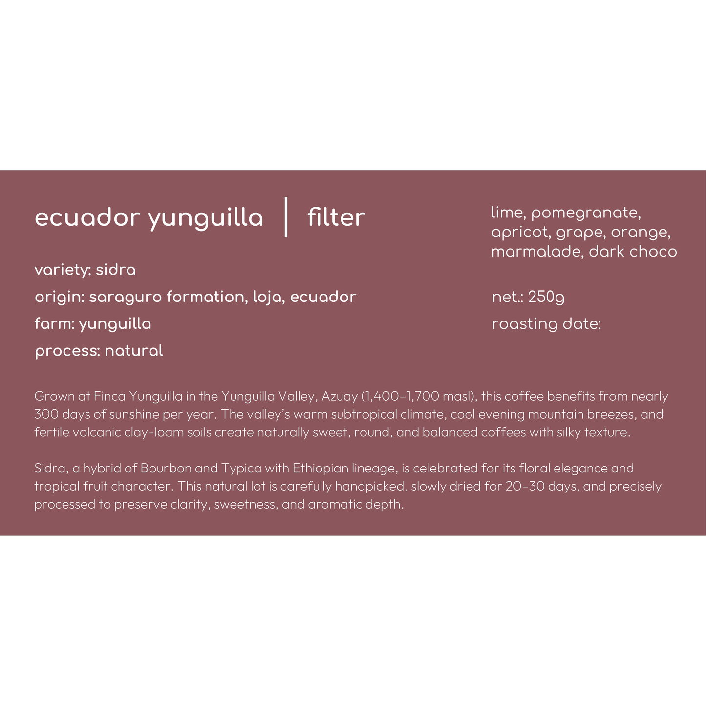 Ecuador Yunguilla natual (NEW)